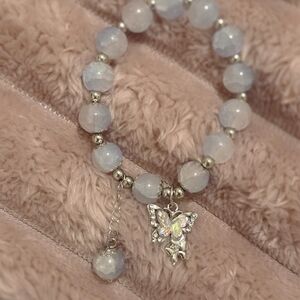 Elegant Blue and White Butterfly Charm Bracelet